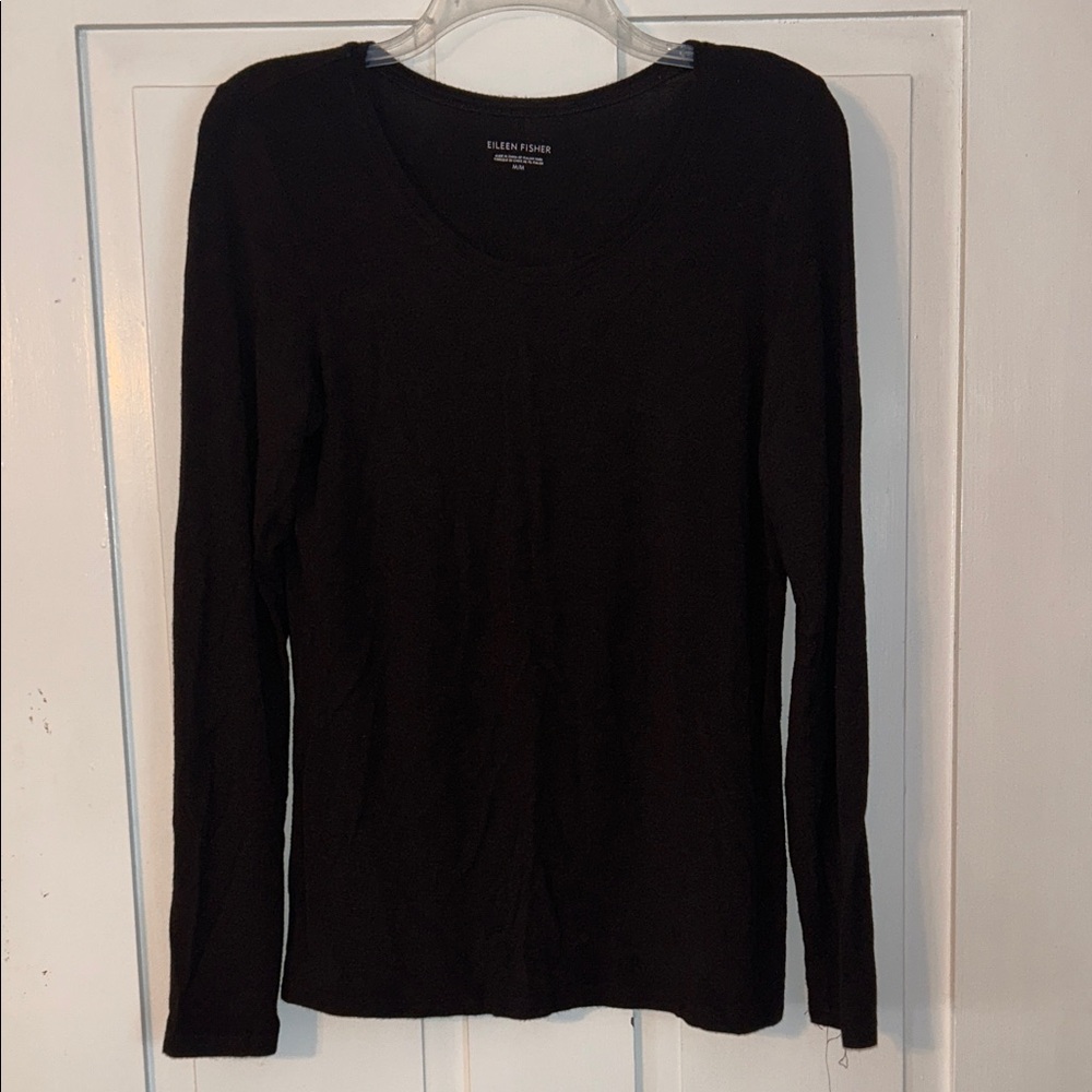 Eileen Fisher Women’s Stretch Jersey Brown Medium Melange Crewneck Long Sleeve